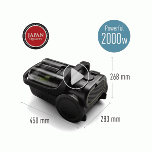 مكنسة كهربائية باناسونيك 2000 واط، بدون كيس، نوع كانستر، صنع في ماليزيا (أسود)